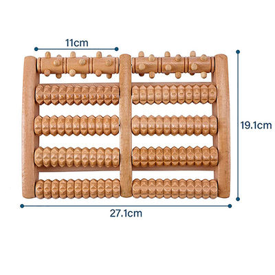 Wooden Foot Massager Roller for Personal Stress Relief and Relaxation in Brown Wood