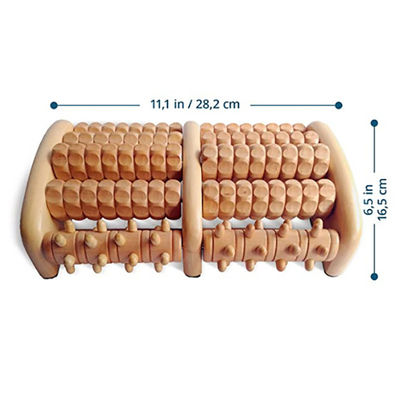 Wooden Foot Massager Roller for Personal Stress Relief and Relaxation in Brown Wood