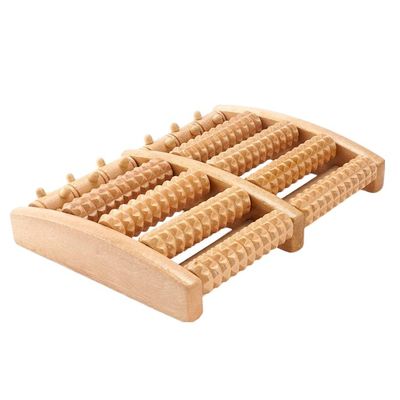 Wooden Foot Massager Roller for Personal Stress Relief and Relaxation in Brown Wood
