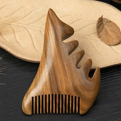 Brown Natural Sandalwood Gua Sha Scalp Massage Comb Wooden Guasha Tool for Head Body Relax Massager Hair Health Care Beauty