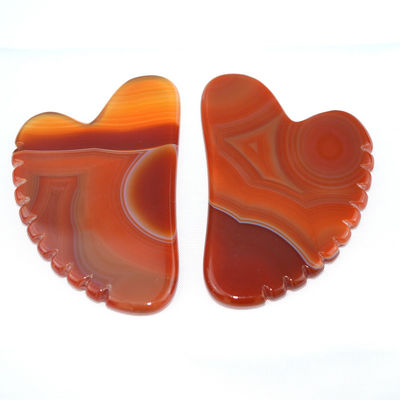 Heart Shape Carnelian Gua Sha Scraping Massage Board With Teeth Red Agate Guasha Facial Body Massager Skincare Spa Relax Tool for Spa