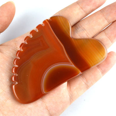 Heart Shape Carnelian Gua Sha Scraping Massage Board With Teeth Red Agate Guasha Facial Body Massager Skincare Spa Relax Tool for Spa