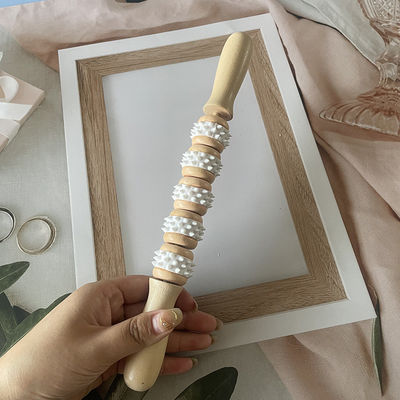 Five Wheels Wooden Gua Sha Massage Stick for Meridian Treatment and Body Relaxation