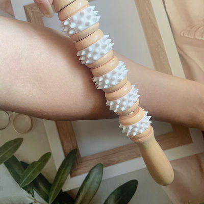 Five Wheels Wooden Gua Sha Massage Stick for Meridian Treatment and Body Relaxation