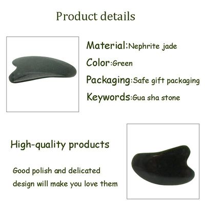 Facial Massager Natural Nephrite Jade Stone Gua Sha Board for Face and Body Skincare SPA Acupuncture Therapy Treatment