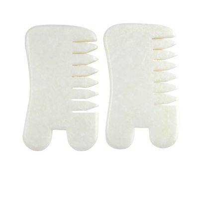 Natural Xiuyan Jade Gua Sha Scalp Massage Comb Guasha Head Massager Hair Health Care Salon Beauty Tool for Muscle Massage