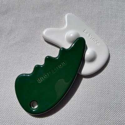 Facial Massager Gua Sha Stone in Green Color for Self Skin Care and Beauty Salon