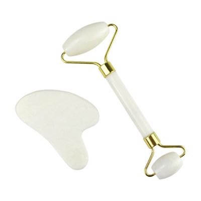 Body Massager Natural White Jade Stone Gua Sha Scraping Board Guasha Face Roller Gift Box Set Spa Massage Tool Skin Care Facial Beauty Routine