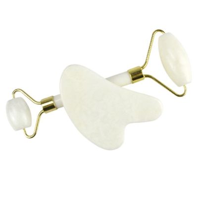 Body Massager Natural White Jade Stone Gua Sha Scraping Board Guasha Face Roller Gift Box Set Spa Massage Tool Skin Care Facial Beauty Routine