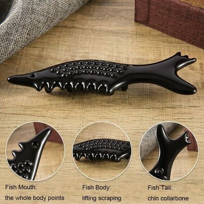 Fish Shape Ceramic Guasha Massager OEM/ODM Accepted for Face Eyes Neck Muscle Relaxation and Wrinkle Reduction