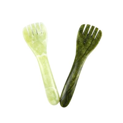Customized Logo Availabled Light Green Xiuyan Jade Gua Sha Spoon Shape Acupuncture Pen for Eye Acupuncture Spoon Massager