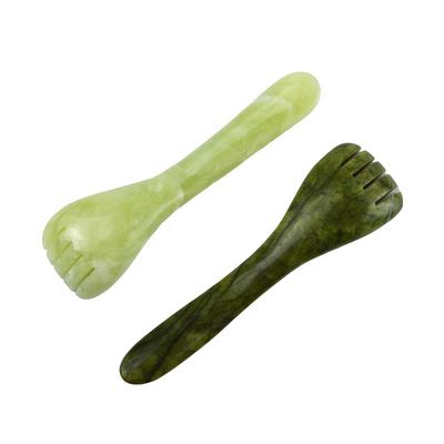 Customized Logo Availabled Light Green Xiuyan Jade Gua Sha Spoon Shape Acupuncture Pen for Eye Acupuncture Spoon Massager