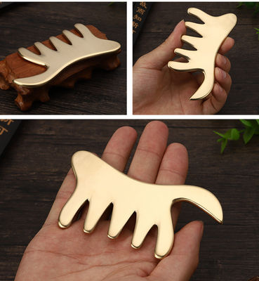 Gold Copper Comb Brass Gua Sha Board Body Massage Tool for SPA Acupuncture Scraping