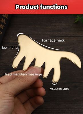 Gold Copper Comb Brass Gua Sha Board Body Massage Tool for SPA Acupuncture Scraping