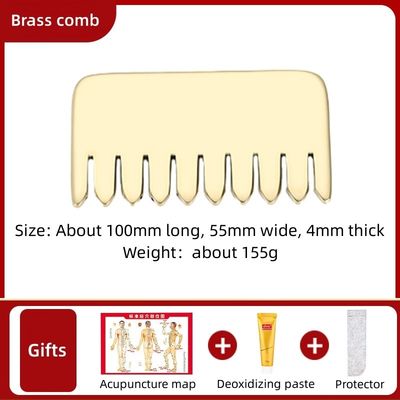 Gold Head Massage Equipment Pure Brass Guasha Natural Face Massager Wide-toothed Comb for Relaxation and Scraping Board
