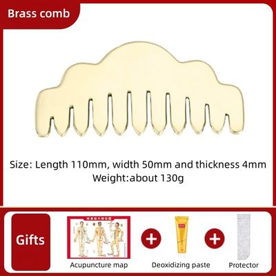 Gold Head Massage Equipment Pure Brass Guasha Natural Face Massager Wide-toothed Comb for Relaxation and Scraping Board