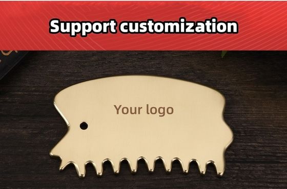 Head Massage Equipment Natural Brass Gua Sha Board Scalp Massage Comb Guasha Stone Head Massager Hair Health Care Salon