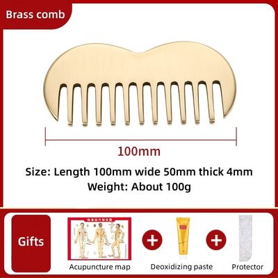 Fine-tooth Natural Brass Gua Sha Board Scalp Massage Comb Guasha Stone Head Massager Hair Health Care Salon Beauty Tool