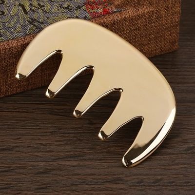 Five-tooth Natural Brass Gua Sha Board Body Massage Comb Scalp Guasha Tool Head Massager Hair Health Care Salon Beauty Home
