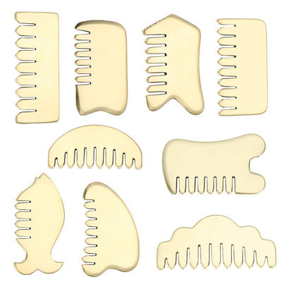 Muscle Massage Gold Gua Sha Board Tool for Natural Brass Guasha Stone Head Massager Hair Health Care Salon Beauty Tool