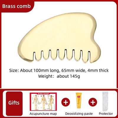 Muscle Massage Gold Gua Sha Board Tool for Natural Brass Guasha Stone Head Massager Hair Health Care Salon Beauty Tool