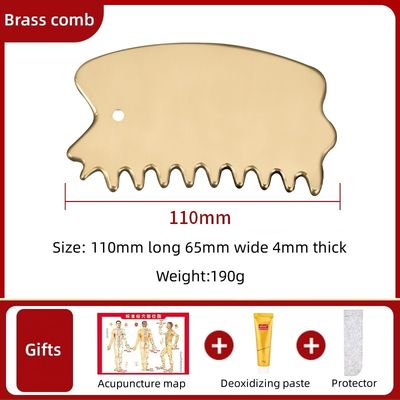 Body Muscles Massage Tool Natural Brass Gua Sha Board Scalp Comb Guasha Stone Head Massager Hair Health Care Salon Beauty