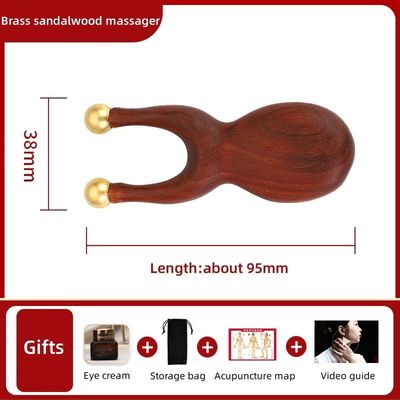 Double-end Brass Sandalwood Manual Reflexology Guasha Massage Tool for Eye Nose Body Gua Sha Care Therapy Tissue Massage Stick