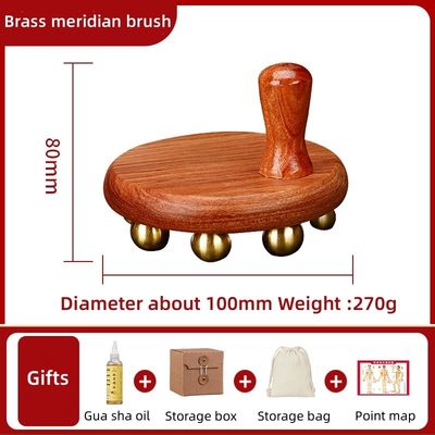 Body Massage Equipment Household Handheld Brass Solid Wood Massage Gua Sha Tool Guasha Brush for Skin Care Spa Facial Lifting