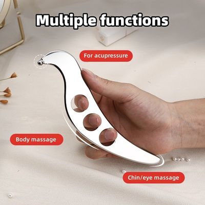 Silver Gua Sha Scalp Massage Board made of 304 Stainless Steel for Muscle Fascial Relaxation and Sport Fitness