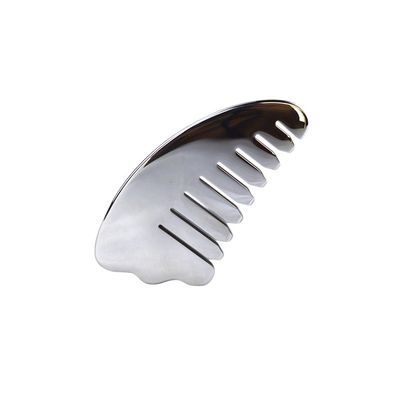 Silver Horn Shape Stainless Steel Gua Sha Scalp Massage Comb Guasha Stone Head Massager Hair Health Care Salon Beauty Tool