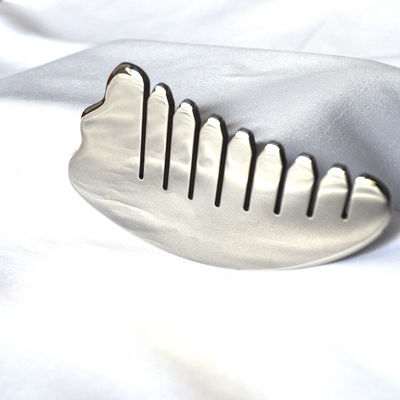 Silver Horn Shape Stainless Steel Gua Sha Scalp Massage Comb Guasha Stone Head Massager Hair Health Care Salon Beauty Tool