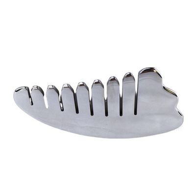Silver Horn Shape Stainless Steel Gua Sha Scalp Massage Comb Guasha Stone Head Massager Hair Health Care Salon Beauty Tool