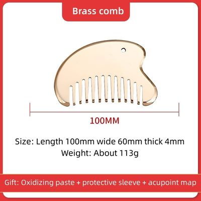 Gold Natural Brass Gua Sha Board Tool for Scalp Massage Comb Guasha Stone Head Massager Hair Health Care Salon Beauty