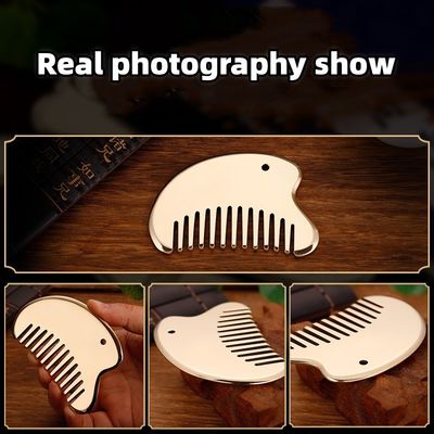 Gold Natural Brass Gua Sha Board Tool for Scalp Massage Comb Guasha Stone Head Massager Hair Health Care Salon Beauty