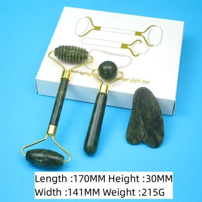 2024 Black Jade Roller Gua Sha Set for Body Massage and 100% Natural Double Head Skin Facial Care