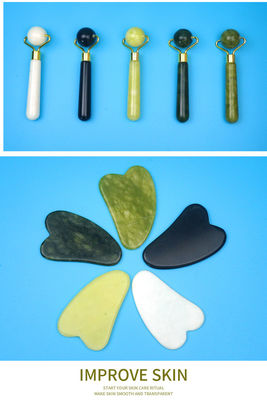 2024 Black Jade Roller Gua Sha Set for Body Massage and 100% Natural Double Head Skin Facial Care