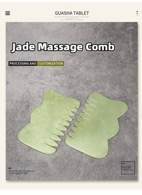 Head Massage Equipment Jade Hair Comb Guasha Massage Comb for Beauty and Xiuyan Jade Properties