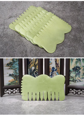 Natural Xiuyan Jade Gua Sha Acupoint Massage Hair Comb for Head Relaxation Guasha Comb