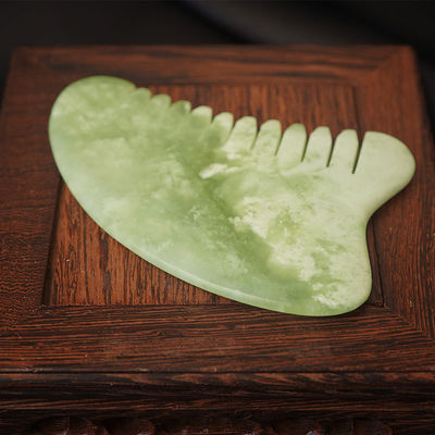 Head Massage Equipment Natural Xiuyan Jade Gua Sha Acupoint Massage Hair Comb Scalp Massager Muscle Massage Function