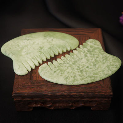 Head Massage Equipment Natural Xiuyan Jade Gua Sha Acupoint Massage Hair Comb Scalp Massager Muscle Massage Function