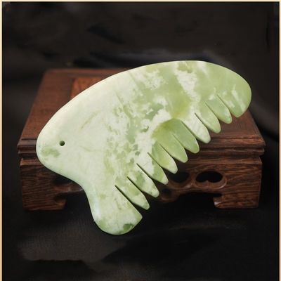 Head Massage Equipment Natural Xiuyan Jade Gua Sha Acupoint Massage Hair Comb Scalp Massager Muscle Massage Function