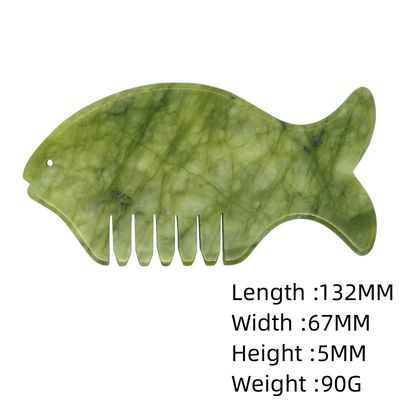 Head Massage Equipment 2024 Product Xiuyan Jade Comb Guasha Jade Stone Scraping Massage Board in Green and Yellow