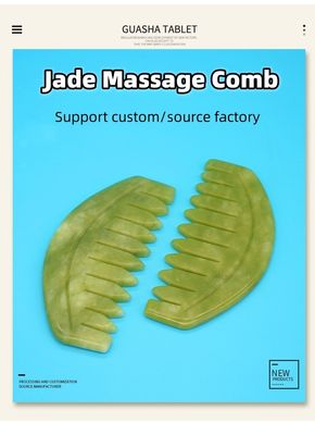 2023 Custom Logo Availabled Jade Comb Gua Sha Scraping Tool for Scalp Care and Body Muscles