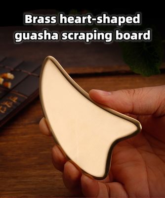 Massage Equipment Customizable Pure Copper Heart Shaped Body Healthcare Guasha Scraping Board Gold Color Brass Metal Gua Sha Massage Tool
