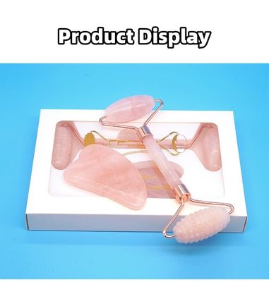Rose Quartz Gua Sha Face Roller Massage Tool Guasha Stone Body Self Skin Care Spa Anti Aging Facial Beauty Gift Box in Pink
