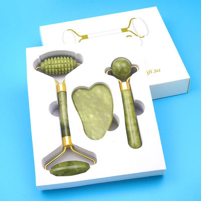 Body Muscles Natural Jade Stone Gua Sha Scraping Board Guasha Face Roller Gift Box Three-piece Set Spa Massage Tool Skin Care Facial Beauty