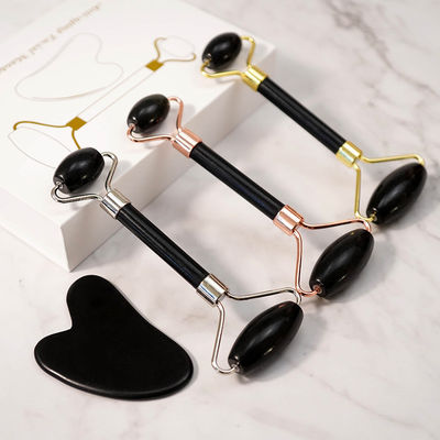 Muscle Massage Custom Black Bian Stone Gua Sha Scraping Board Guasha Face Roller Gift Box Set for Spa Skin Care Routine