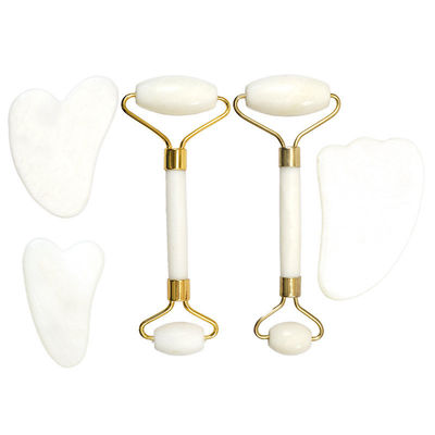 Skin Care Tool Natural White Jade Stone Gua Sha Scraping Board Guasha Face Roller Gift Box Set for Body Muscles Massage