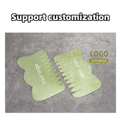 Customized Logo Availabled M Shape Jade Gua Sha Stone Head Massager for Hair Health Care and Scalp Massage in Salon Beauty