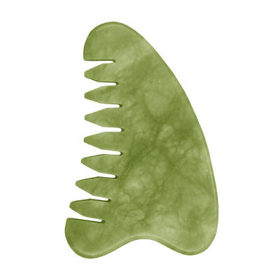 Properties Head Massage Equipment Natural Green Jade Gua Sha Scalp Massager Lymphatic Massage Comb for Hair Health Care